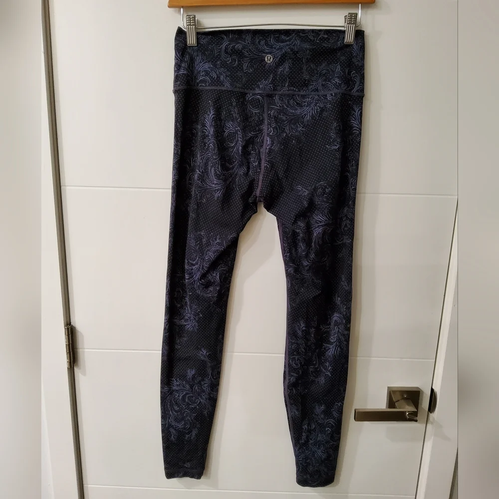 Lululemon Foliage Wunder Under Hi-Rise Tight Nulux Moody Blue Black Size 10